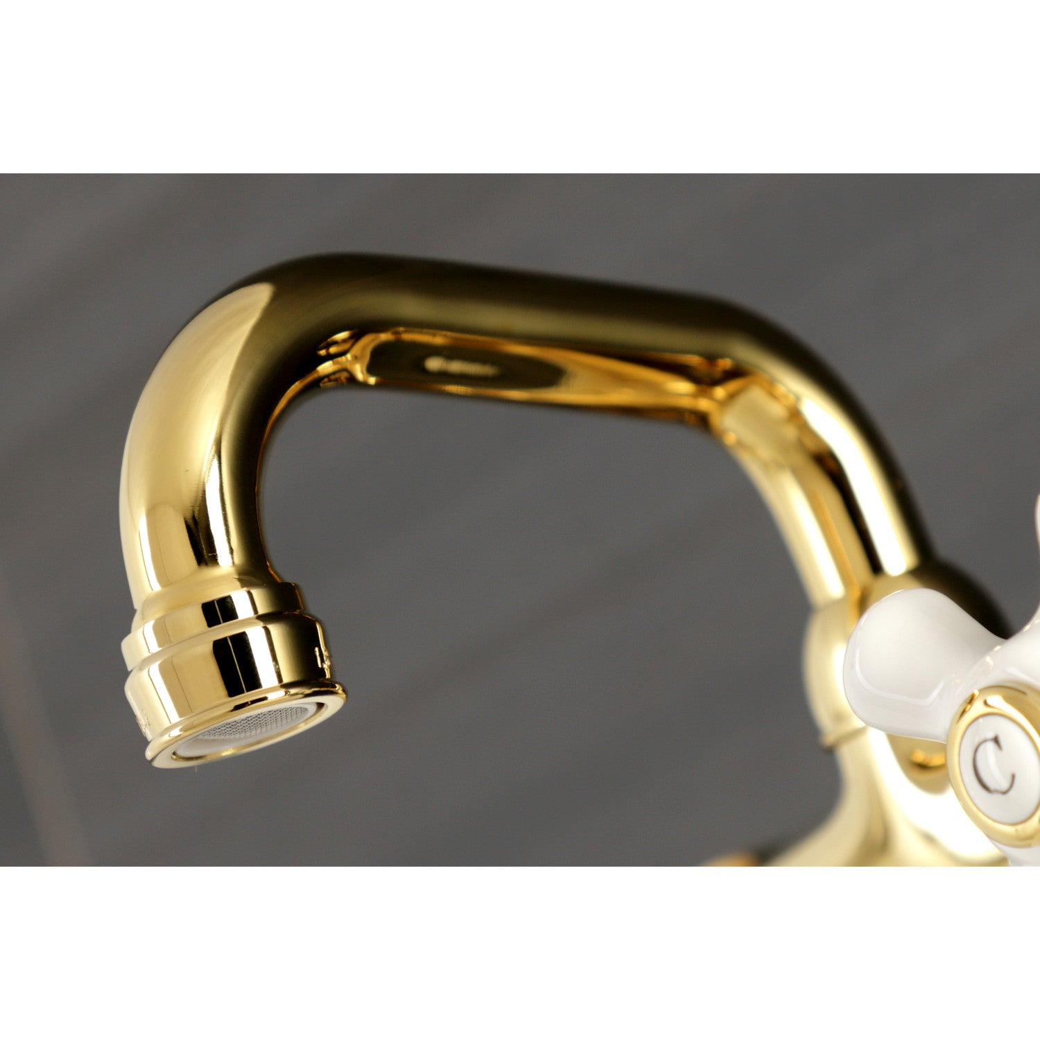 Kingston Heirloom KS612PB - Kingston Two-Handle 2-Hole Wall Mount Bar Faucet, Polished Brass — thumbnail 3